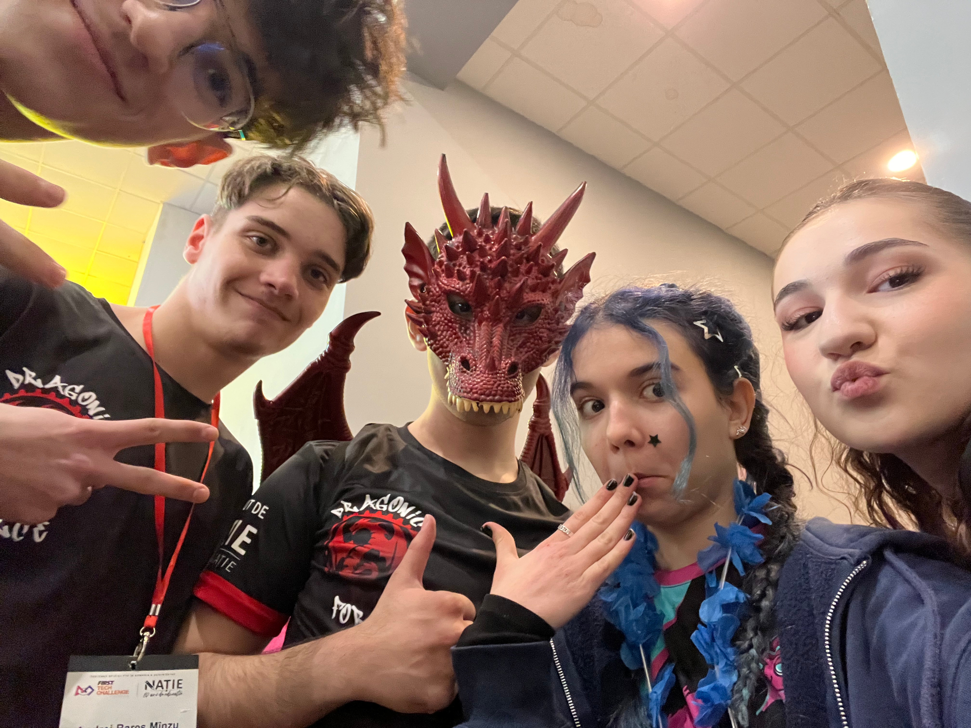 CNapSys teammates posing with dragon mask