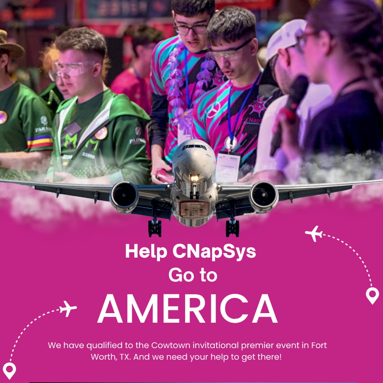 Help CNapSys go to America campaign poster