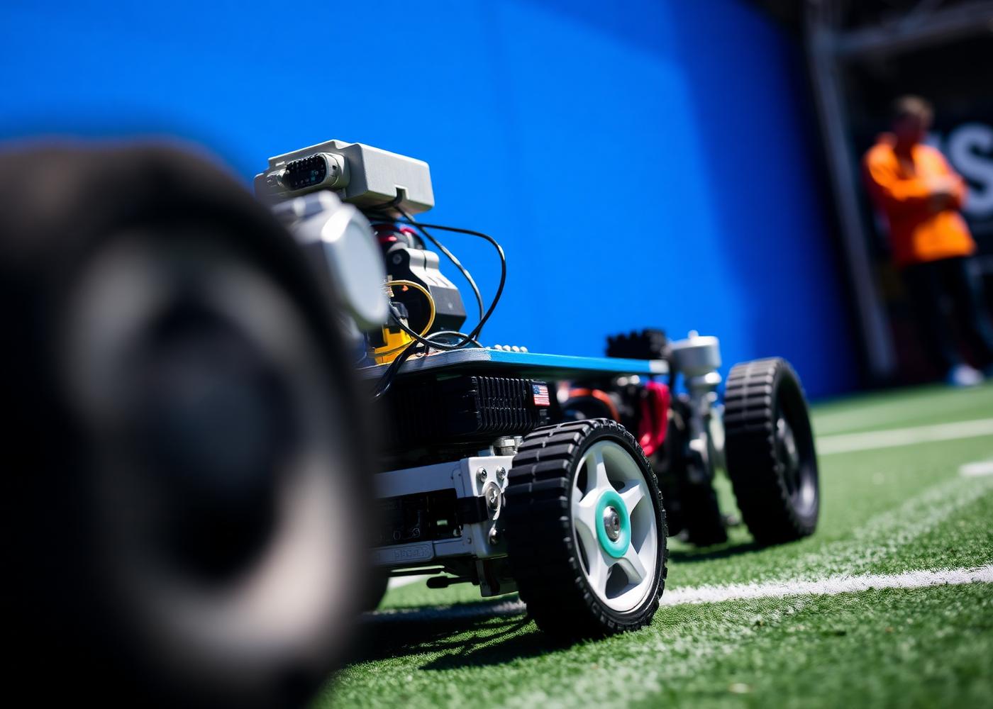 Close-up of a competition robot